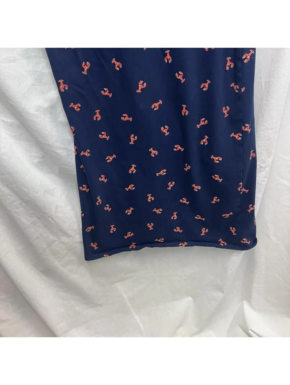 J Crew Womens Lobster Print Short Sleeve T-Shirt Dress XS Navy Blue 100% Cotton